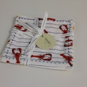 Anthropologie, Cocktail Napkins, 100% Cotton, Seafood Theme, Lobster, Crab etc.